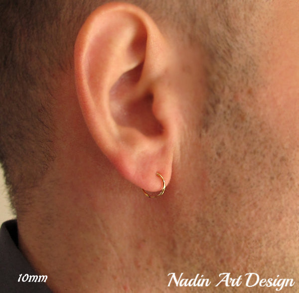 Men's 12.7mm Huggie Hoop Earrings in 14K Gold | Zales